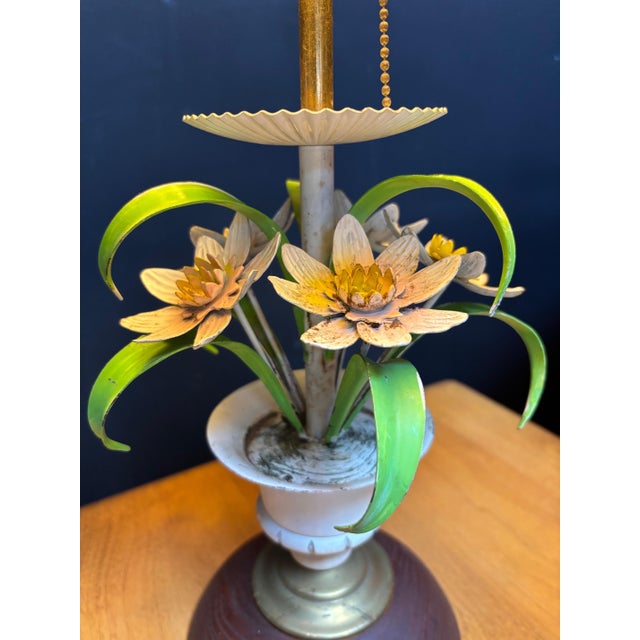 Italian Pair of Painted Floral Table Lamps For Sale - Image 4 of 11