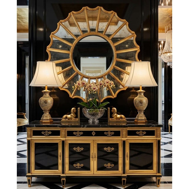 Offering a vintage pair of hand painted gold and beige/light pink colored ceramic baluster lamps, circa Late 20th Century....