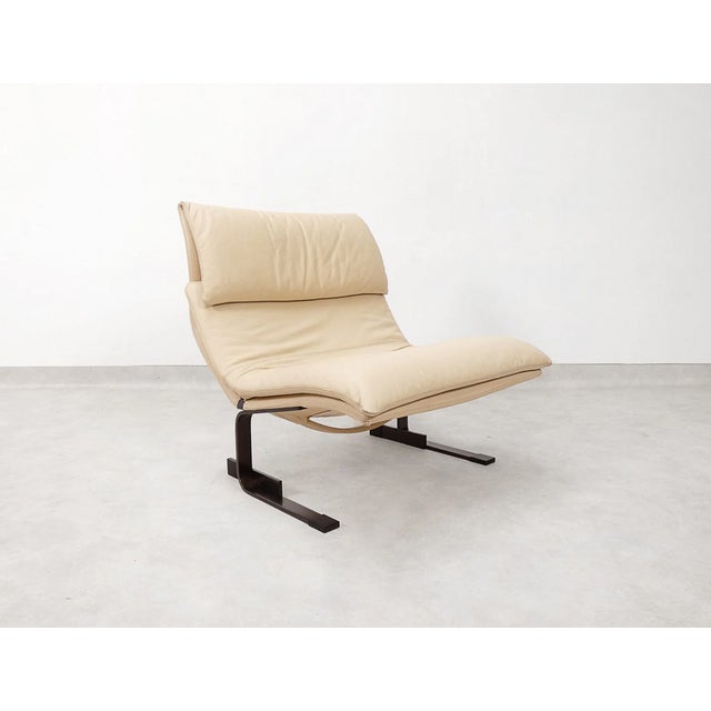 Saporiti Italia Onda Chair in Cream Leather by Giovanni Offredi for Saporiti Italia, 2000s For Sale - Image 4 of 18