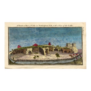 18th Century English Copperplate Architectural Engraving on Hand-Laid Paper, Recently Hand-Colored C For Sale