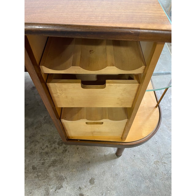 Danish Mid Century Modern Tambour Door Desk With Side Bar For Sale - Image 11 of 14