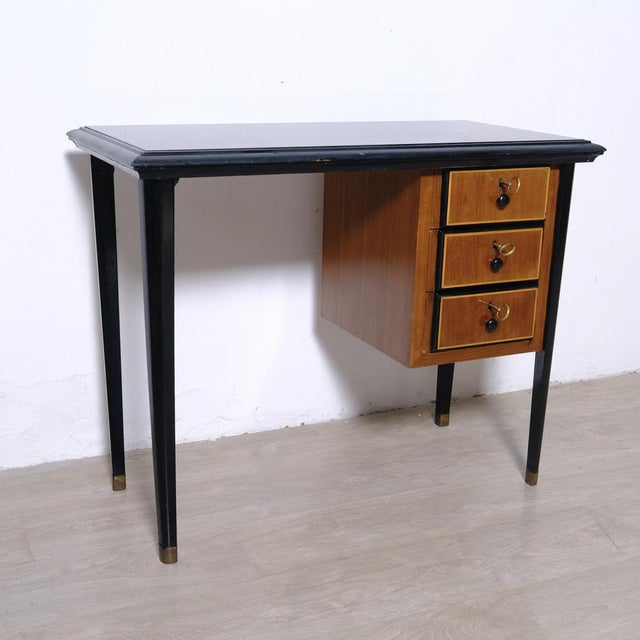 Mid-Century Modern Writing Desk with Drawers, Italy, 1950s For Sale - Image 4 of 18