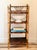 Antique English bamboo étagère with genuine tortoiseshell-effect finish, circa 1800s. Four graduated tiers with fan-crest...