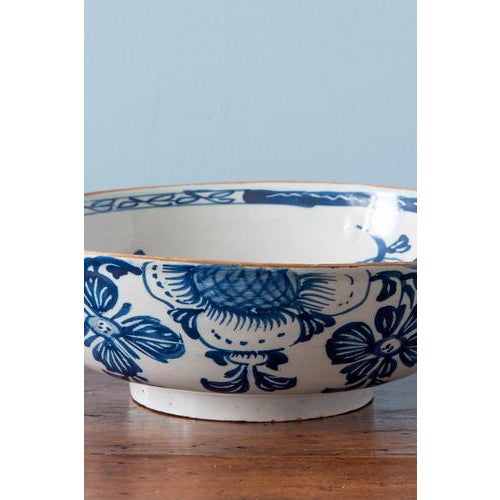 18th Century Dutch Delft Blue and White Floral Bowl For Sale - Image 6 of 10