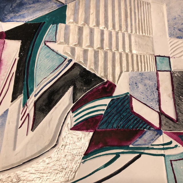 Abstract Original Vintage Richard Royce Sculpted Bas Relief Print/Painting Signed For Sale - Image 3 of 6