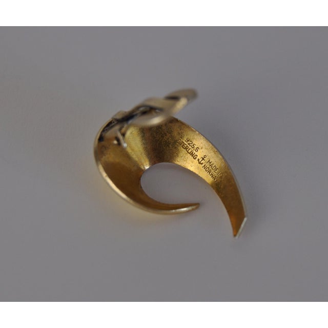 Gold Mid-Century Sterling Silver and Enamel Ear Clips by Hans Myhre, 1950s, Set of 2 For Sale - Image 8 of 10