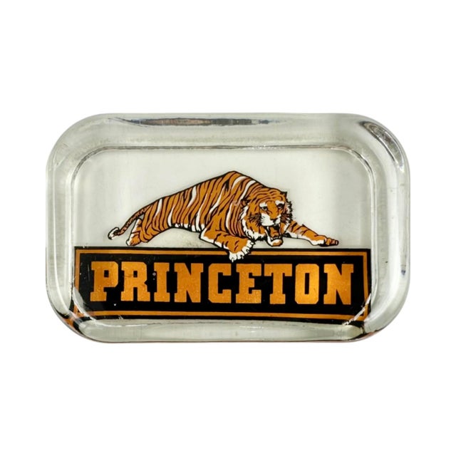 Glass Vintage Princeton University Tiger Glass Paperweight Ivy League Mascot Desk Decor For Sale - Image 7 of 10