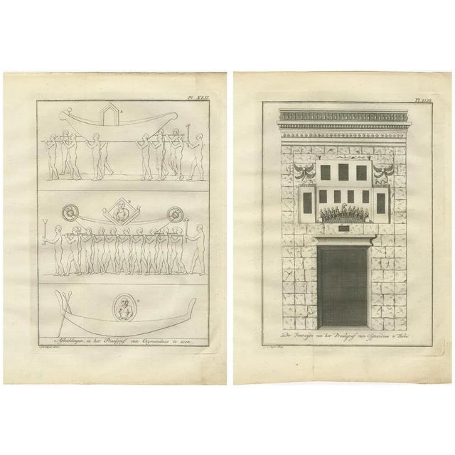 Funerary Procession and Tomb Façade of Osymandias, 1776, Paper, Set of 2 For Sale - Image 4 of 10