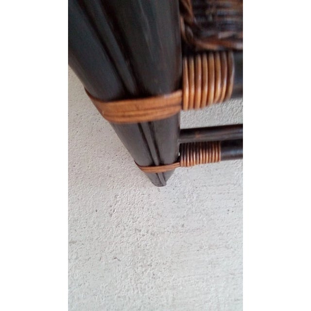 1980s Burt Bamboo Rattan Footstool Ottoman Brown For Sale In Naples, FL - Image 6 of 8