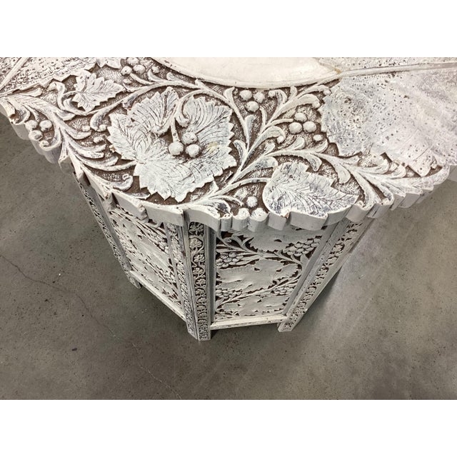 Arts & Crafts Moroccan Carved & Painted Table For Sale - Image 3 of 8