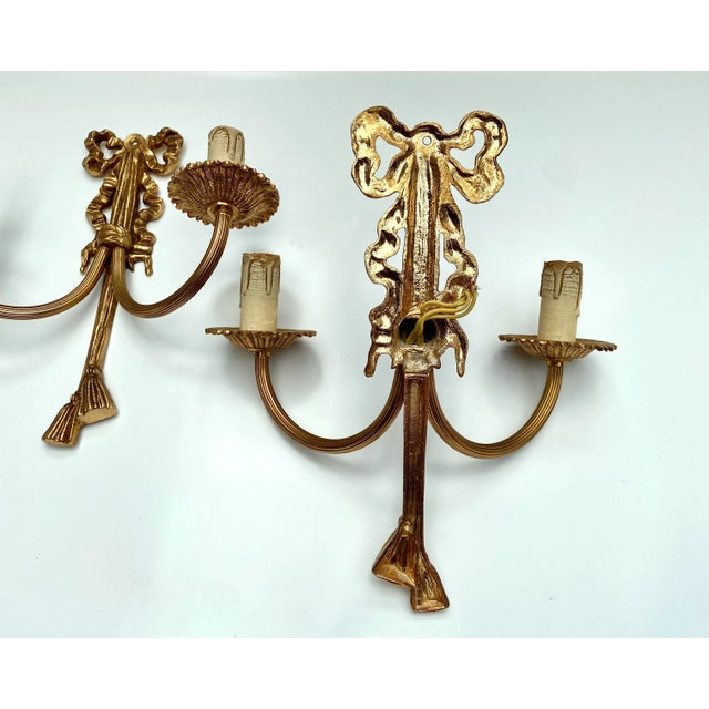 Vintage Louis XVI Sconces Wall Lamps, France, 1950, Set of 2 For Sale - Image 6 of 9