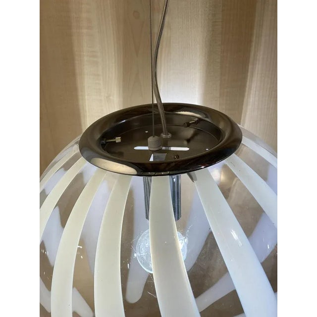 Contemporary Transparent White Sphere Pendant in Murano Glass from Simoeng For Sale - Image 3 of 6