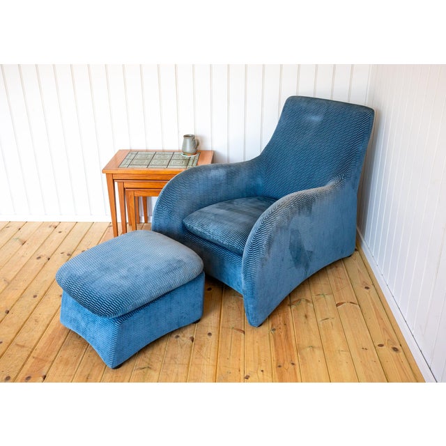 Textile Set of Art Deco Style Loge Lounge Chair and Ottoman by Gerard van den Berg for Montis, 1980s For Sale - Image 7 of 18