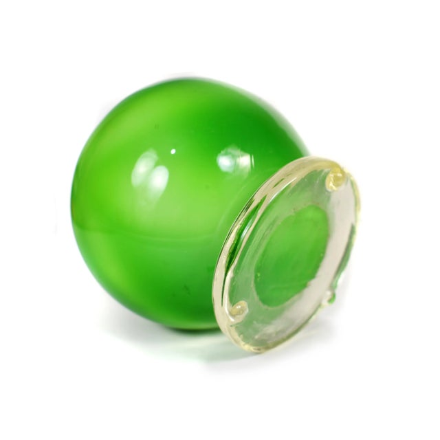 Glass Mid-Century Handblown Large Lime Fruit Figurine Model on Base For Sale - Image 7 of 8