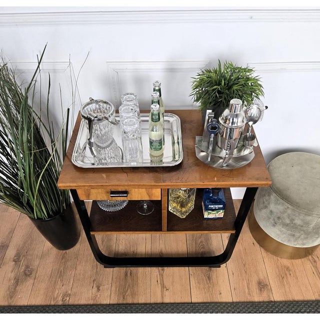 1940s Mid-Century Italian Art Deco Style Walnut Burl Dry Bar Cabinet, 1940s For Sale - Image 5 of 8