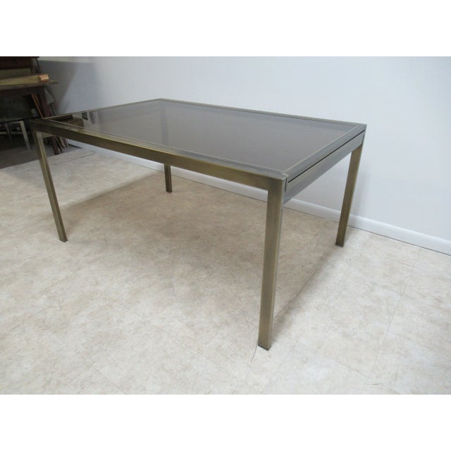 Mid-Century Modern Mastercraft Bronze Floating Cantilever Dining Room Conference Table Mid Century For Sale - Image 3 of 13