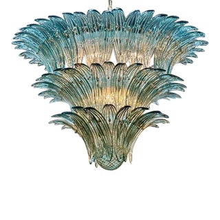 Murano Glass "Palmette" Chandelier in Fontana Green For Sale