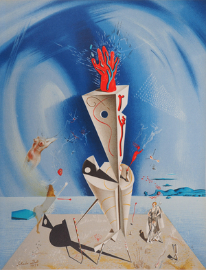 Salvador Dali, Appareil surréaliste et main, Lithograph