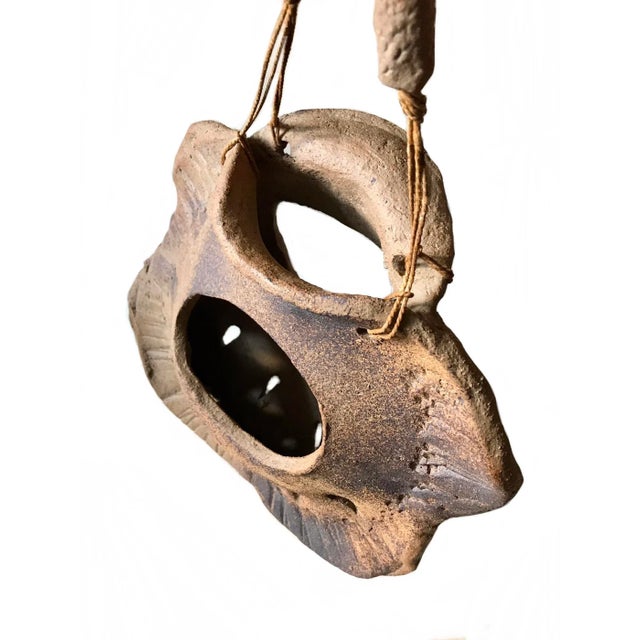 Brown Vintage 1970s Ceramic Hanging Sculptural Planter / Mid Century Vase / Modernist Art Pottery Plant Vessel For Sale - Image 8 of 9