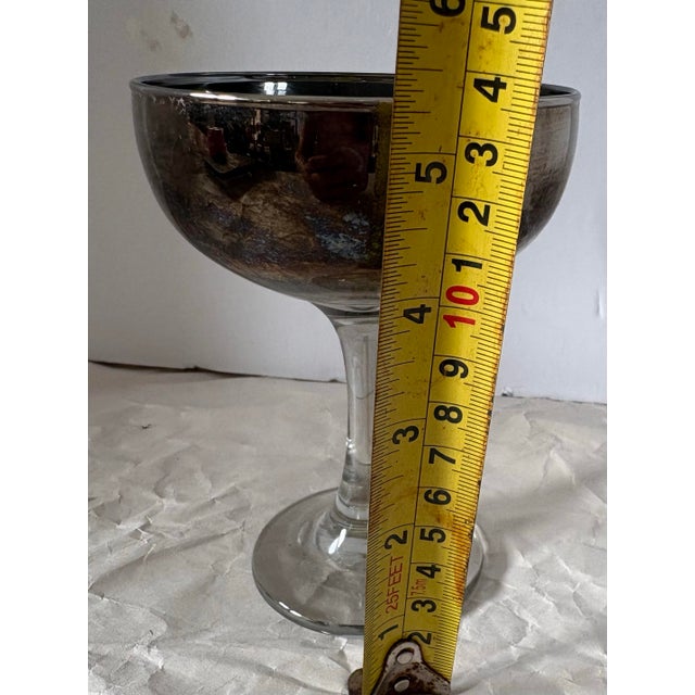 Vintage Smoke Gray Silver Ombre Champagne Coupe Glasses, Set of 3 | Hollywood Regency Barware For Sale - Image 9 of 10