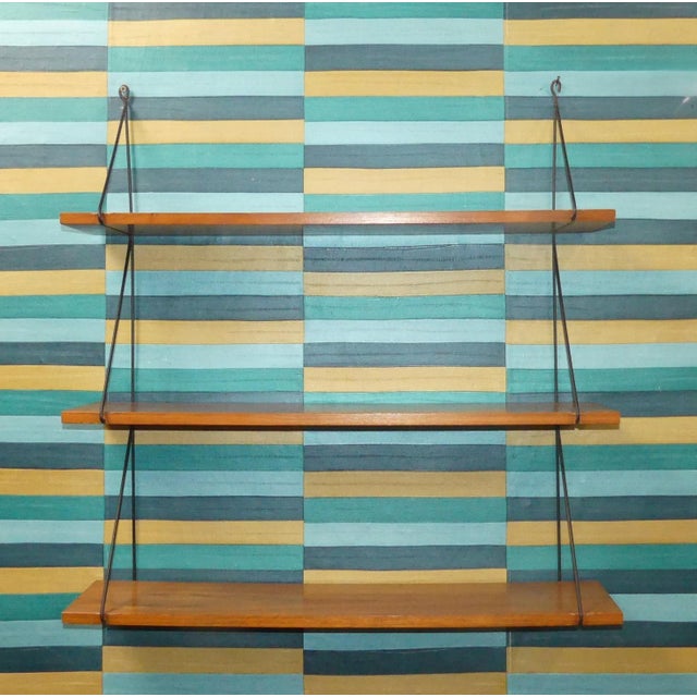 Wood Small Vintage String Shelf in Walnut, 1960s For Sale - Image 7 of 13