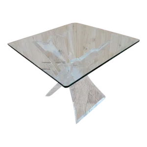 Mid Century Carved Lucite Butterfly Base Glass Top Accent Table
