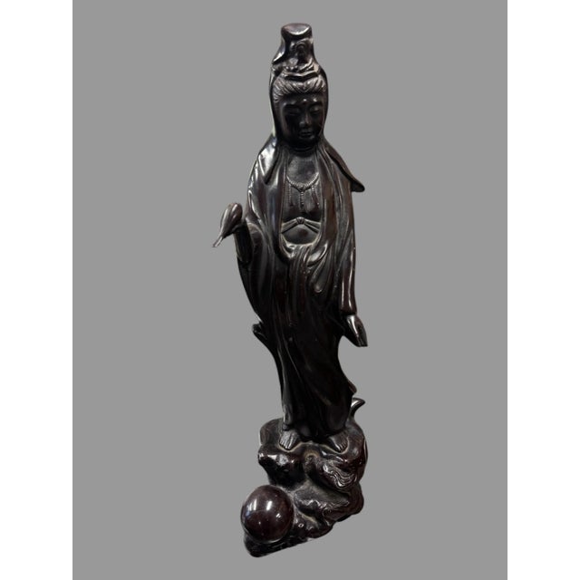Mid 20th Century Mid 20th Century Oriental Bronze Figural Statue Sculpture of a Lady For Sale - Image 5 of 10