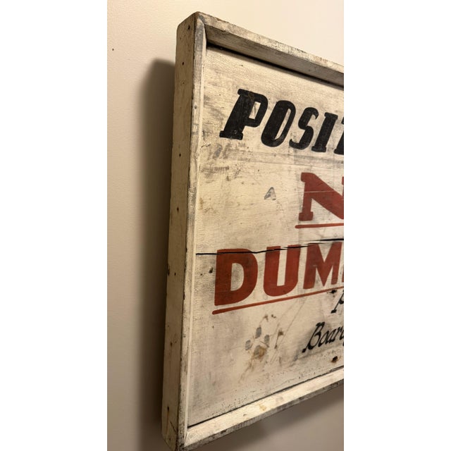 Antique Positively No Dumping Per Order Board of Health Wood Sign 20"x26" For Sale - Image 9 of 15