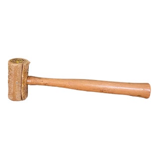 Vintage Rawhide Mallet With Wooden Handle - Mid-20th Century Leatherworking or Jewelry Tool. For Sale