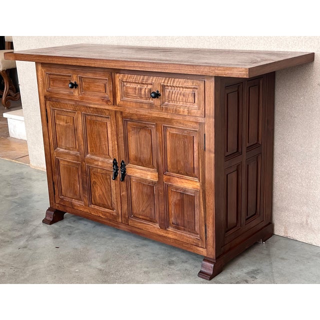 19th Century Pair of Catalan Carved Oak Tuscan Two Drawers Credenza or Buffet For Sale - Image 18 of 18