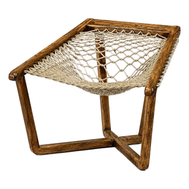 1970s Modern Oak Net Chair For Sale