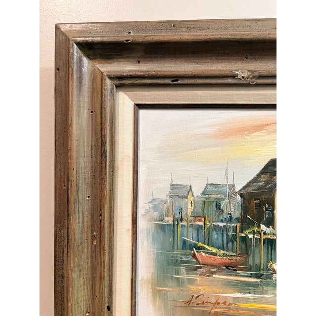 1970s Mid-Century Modern Alan Simpson Original Oil Painting in Mexico Wood Frame For Sale - Image 10 of 10