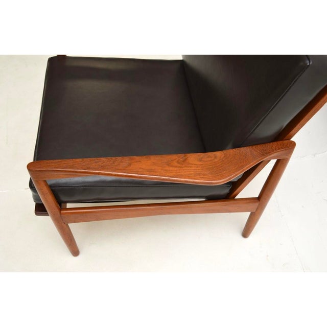 Vintage Danish Teak and Leather Lounge Chair by Christian Jensen for Haslev, 1960 For Sale - Image 10 of 12
