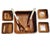 This exquisite 7-piece mid-century modern salad set features hand-carved wood beautifully accented with a shimmering,...
