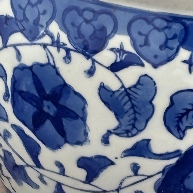 1980s Petite Chinoiserie Fishbowl Style Porcelain Cachepot / Planter For Sale - Image 4 of 12