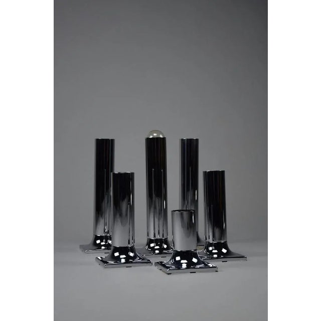 Chroome Ceiling Lamps attributed to Rolf Krüger for Staff, 1960s, Set of 6 For Sale - Image 10 of 12