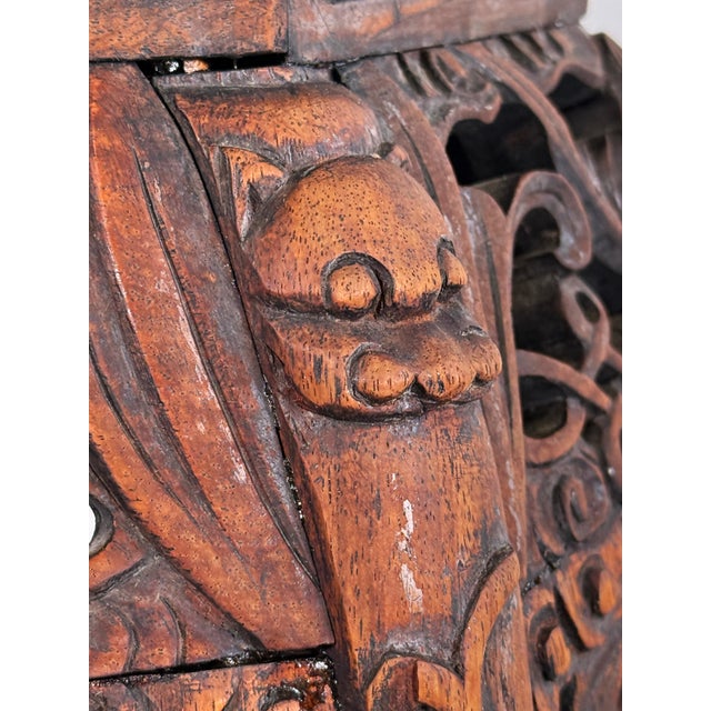 Vintage Chinese Carved Rosewood Pedestal Stand With Marble Top For Sale In Providence - Image 6 of 12