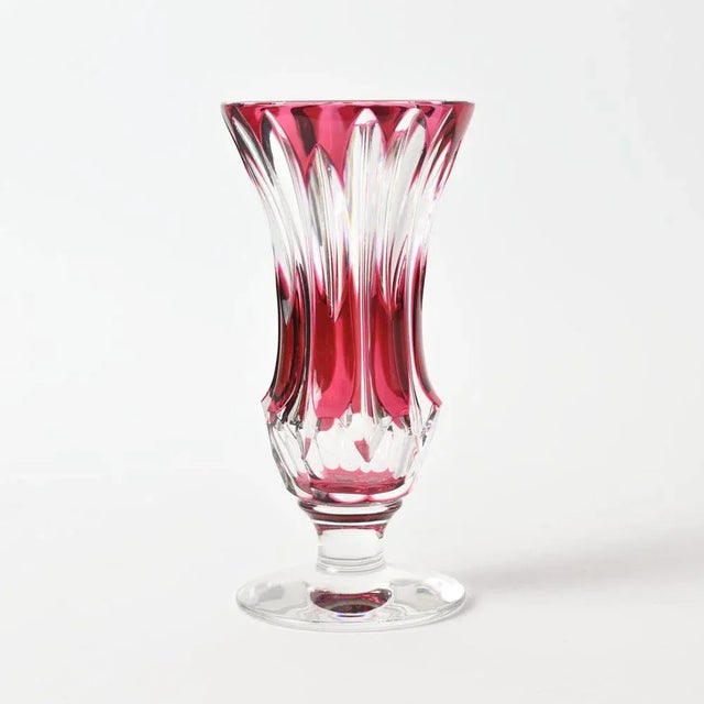 Hand-Cut Cranberry Glass Vase by Val Saint Lambert, 1950s For Sale - Image 7 of 7