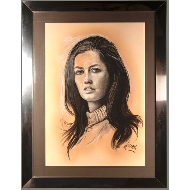 1970s Dante Ricci, Portrait, 1970s, Mixed Media For Sale - Image 5 of 8