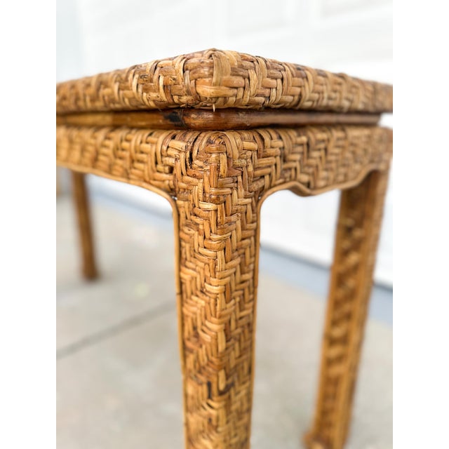 Vintage Basketweave Rattan Console/Writing Table For Sale - Image 4 of 8