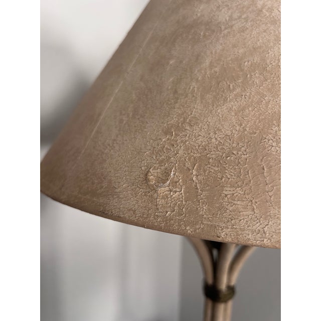 Metal 1970s Hart Associates Faux Reed "Haystack" Table Lamps With Shades - A Pair For Sale - Image 7 of 10