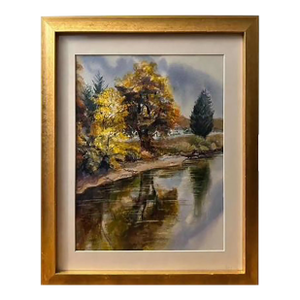 Vintage Watercolor Landscape Painting Signed L. Hansen