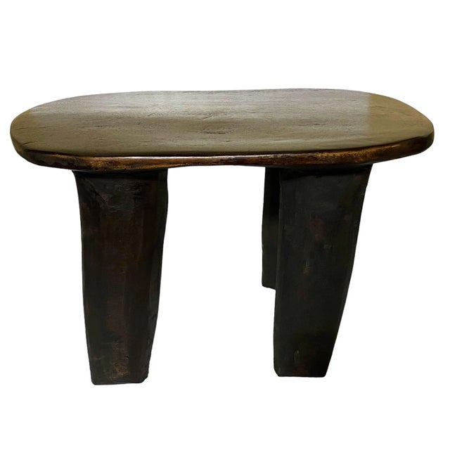 1980s African Carved Wood Senufo Table/Stool 25" W For Sale - Image 5 of 8