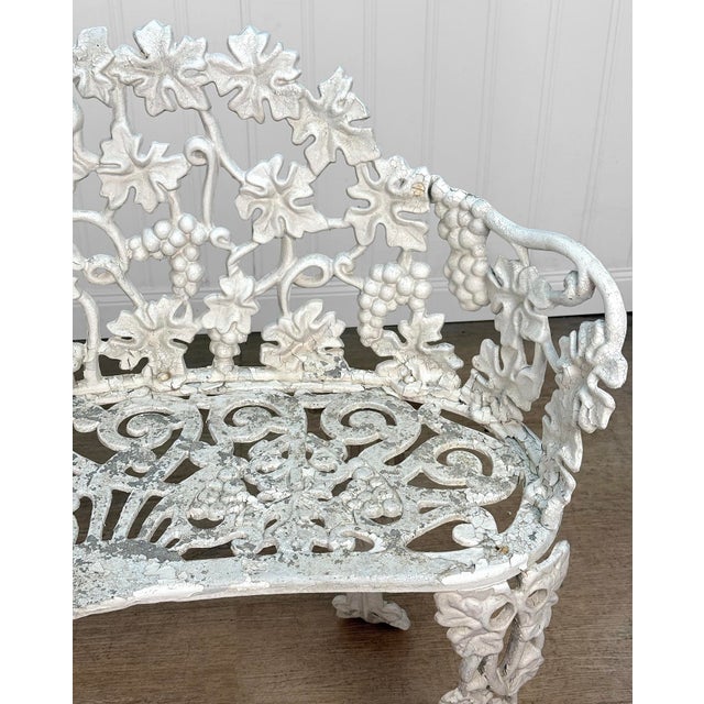 Vintage Victorian Wrought Iron Grapevine Outdoor Garden Bench For Sale - Image 9 of 10