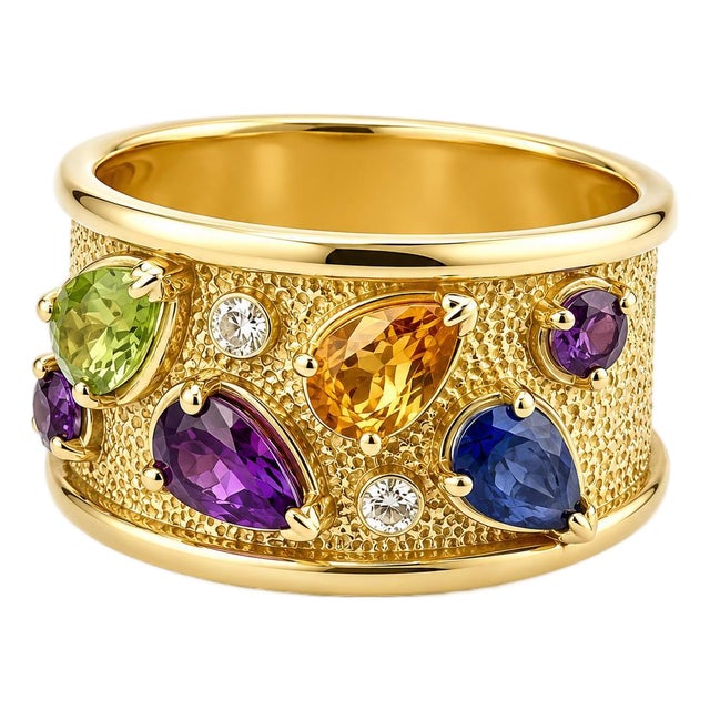 Italian Gemstone Ring, Size 7 For Sale