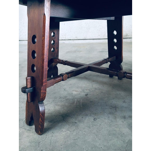 Brutalist Artisan Oak Carved Side Table, 1950s For Sale - Image 11 of 17