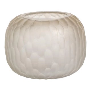 Albinen Frosted Cut Glass Vase, Large For Sale