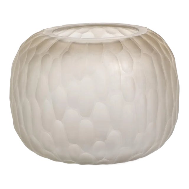 Albinen Frosted Cut Glass Vase, Large For Sale