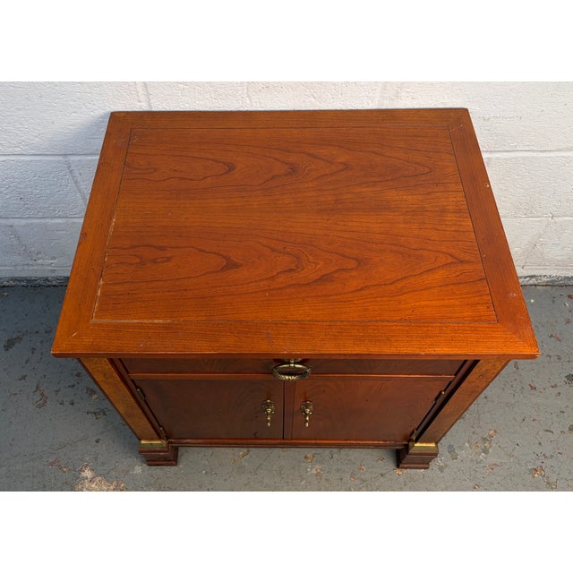 Traditional Late 20th Century French Empire Style Cherry and Burled Wood Nightstand by Baker Furniture For Sale - Image 3 of 15