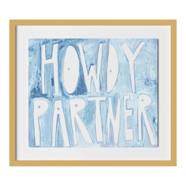 Howdy Partner by Virginia Chamlee in Gold Frame, Small Art Print For Sale